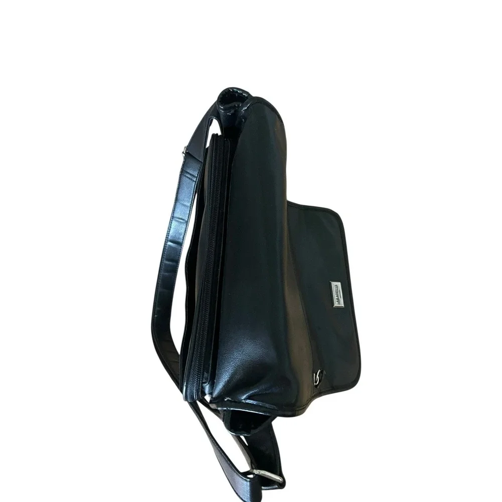 Black Leather Messenger‎ Laptop Briefcase Bag Unisex Designer *READ